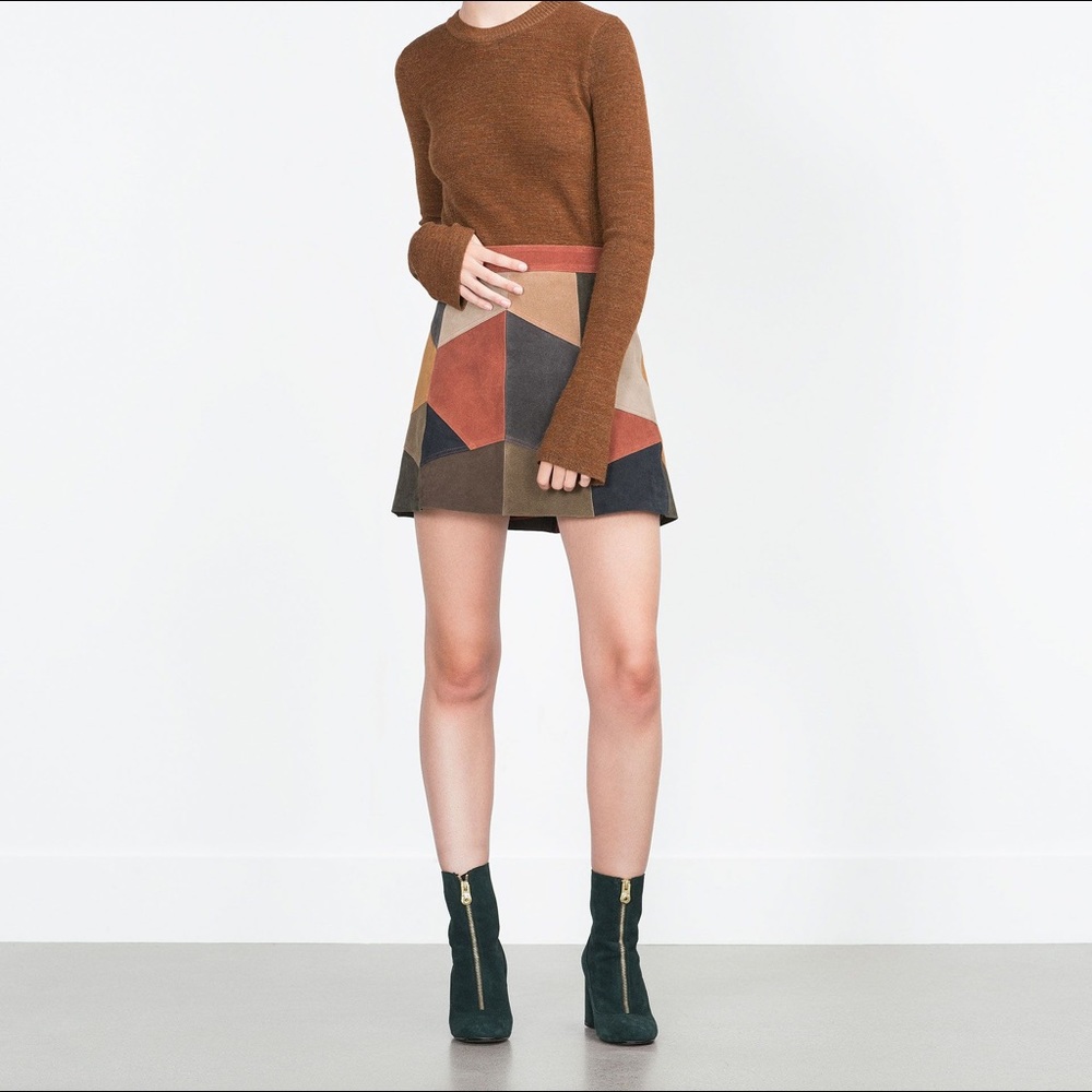 leather patchwork skirt